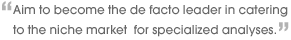 Aim to become the de facto leader in catering to the niche market  for blast analysis.